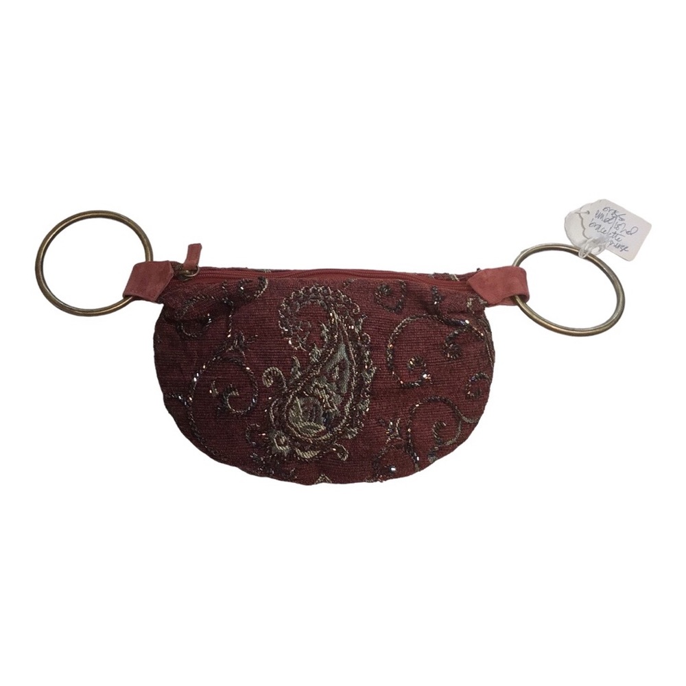 Paradox Paisley Beaded Bracelet Purse Burgundy & Gold